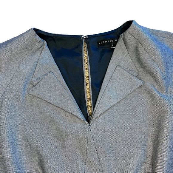 Antonio Melani Blue Cap Sleeve Dress with Embossed Belt. Sz  2. Great Condition - Picture 3 of 13